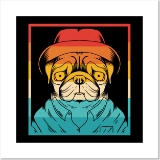 Dog Retro Pug Posters and Art